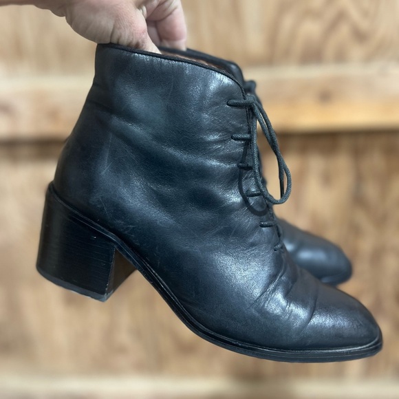 Jeffrey Campbell Talcott Black Leather Lace-Up Ankle Booties 7.5 - Picture 3 of 13
